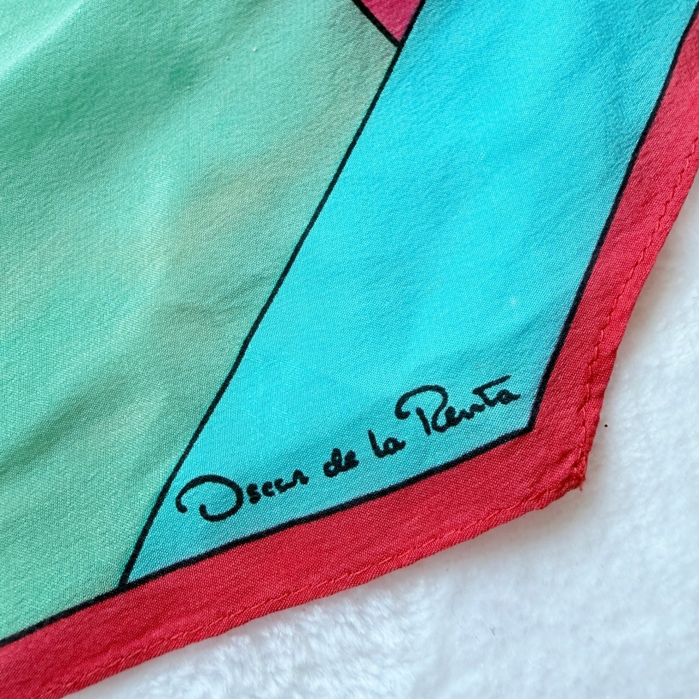 Oscar de la Renta Vintage Scarf Geometric Colorblock Silk Retro Maximalist